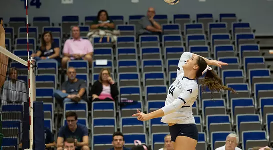 Alana Shoff winds up to connect with the volleyball