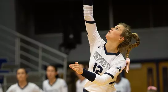 Kirby Smith looks up as her right hand swings through to connect on a serve.