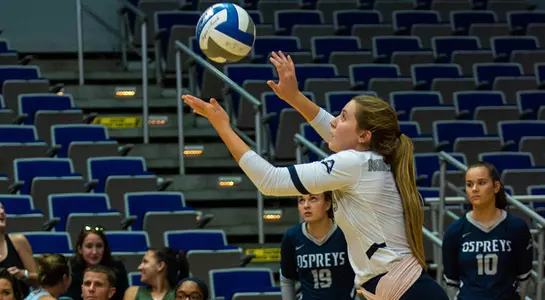 Callie Workman rears back to serve during the volleyball match.