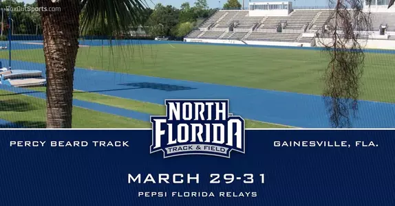 Track preview graphic for Florida Relays with a background image of Percy Beard Track