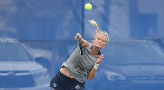 Luise Intert returns the ball at the ASUN Tournament