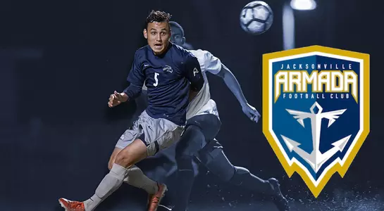 Graphic announcing Josh Castellanos pro signing with the Jacksonville Armada FC including a photo of Josh waiting to receive a passed soccer ball