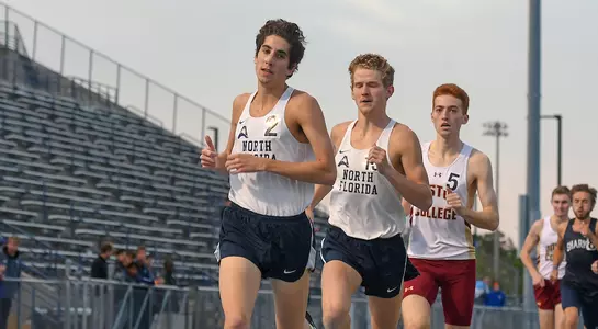 Tyler Stahl leads the pack down the stretch in the 1500-meters