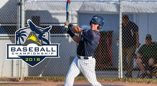 Blake Voyles laces a line drive in the ASUN Baseball Tournament