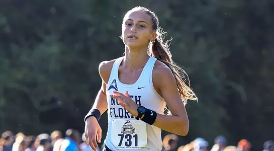 Lydia Van Dijk runs alone on the cross country course