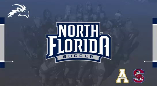 Women's soccer preview image featuring team huddle in the background and logos for Appalachian State and South Carolina State