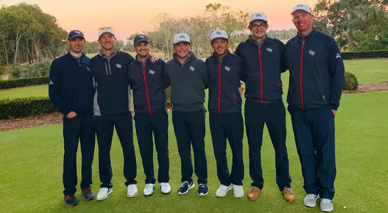 Team photo of North Florida men's golf squad that won the 2019 Pablo Creek Cup match versus Jacksonville