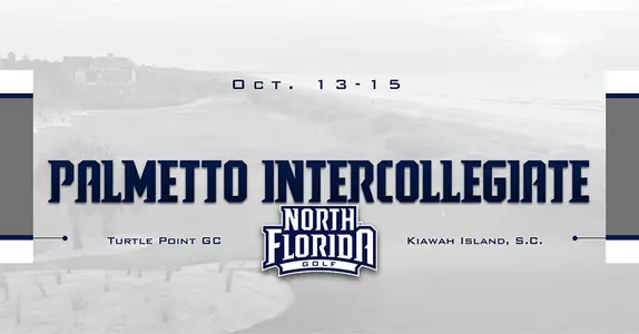 Preview graphic for Palmetto Intercollegiate featuring North Florida golf logo and background image of Turtle Point Golf Course