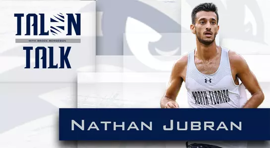 Nathan Jubran Talon Talk Ep. 6 graphic with Jubran over a white background