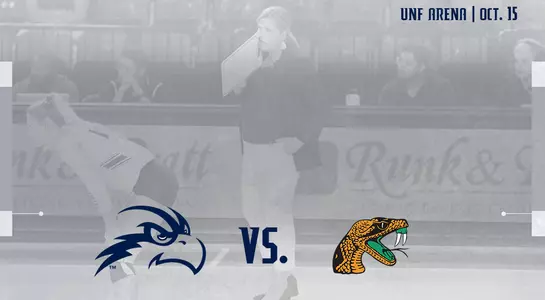 VB preview for match vs. FAMU with Kristen Wright and Taryn in background