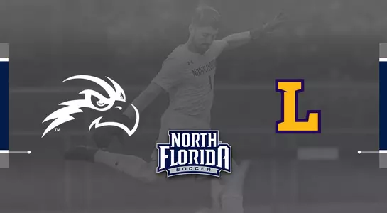 Osprey head on top of a picture of men's soccer and the Lipscomb logo.