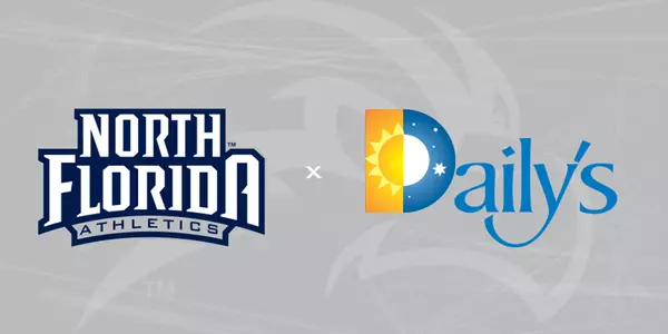 Dailys Partnership graphic featuring logos for North Florida Athletics and Dailys