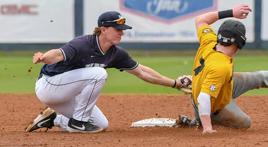 Tanner May tags Mizzou player out on base