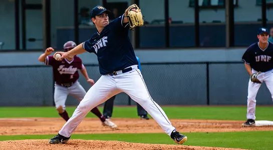 Max McKinley gets ready to pitch to next Fordham batter