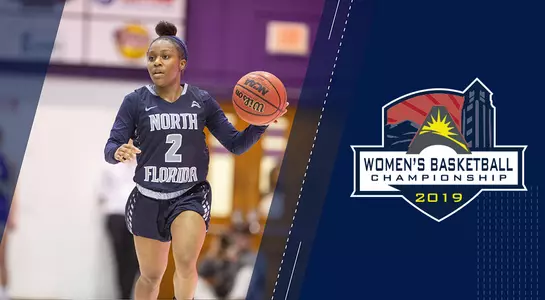 Women's basketball plays Liberty in the ASUN Semifinals. Ty Purifoy is highlighted on the graphic.