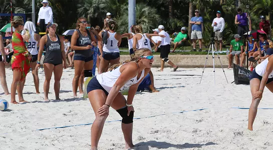 Lauren Galinis looks on before a serve