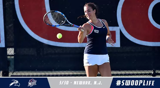 Valentina Mariotto returns the ball at Georgia to preview the women's tennis match at NJIT in Newark, N.J. on 3/30
