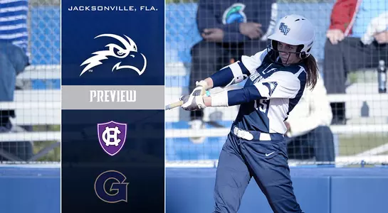 North Florida hosts Holy Cross and Georgetown in Jacksonville. Megan Woodson hits the ball at the softball field.