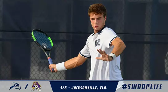 Nilo Duarte preview graphic featuring him hitting a forehand above logos and text.