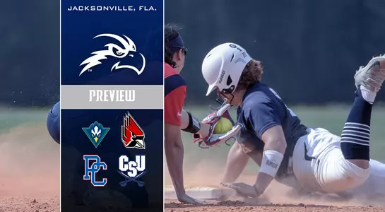 UNF hosts six teams, playing four at the Osprey Classic beginning on Friday. Ball State, UNCW, Charleston Southern and Presbyterian logos appear.