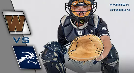 Preview graphic with Jake Pfundstein catching and logos of Western Michigan in front of a white background.