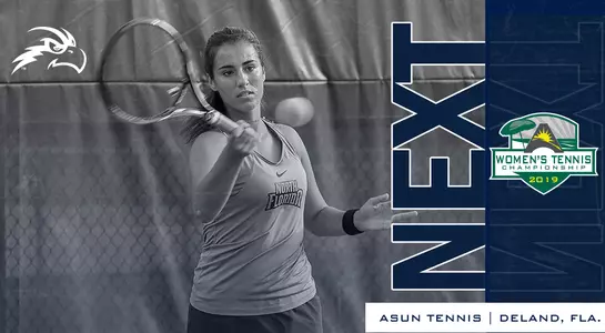 Next - UNF moves onto the ASUN Finals in the championship. Valentina Mariotto returns the ball over the net.