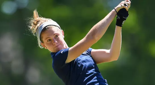 Sydney Shrader hits a drive at the ASUN Championship