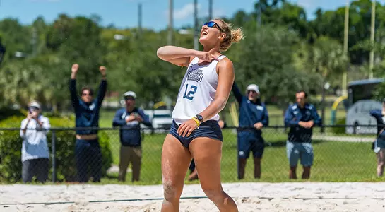 Nicole DeBolt celebrates a point.