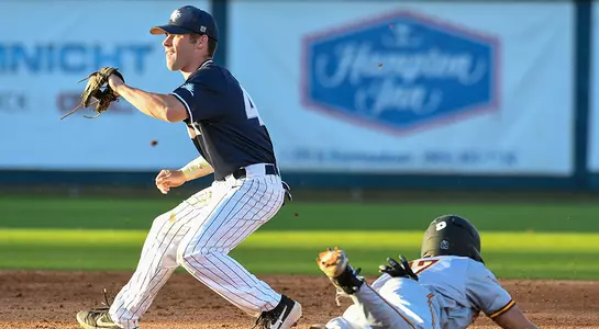 baseball player Jay Prather receiving a ball at second base