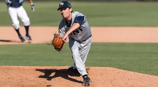 UNF pitcher Eddie Miller follows through on a pitch against Liberty.