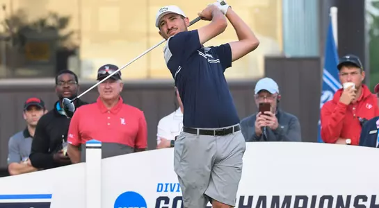 Travis Trace hits a tee shot at the NCAA Championship