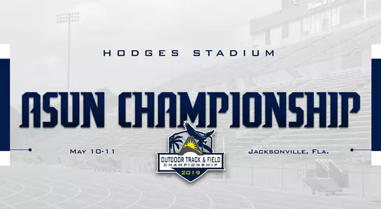 Preview graphic for ASUN Championship featuring ASUN Track Championship logo and image of Hodges Stadium in the background.