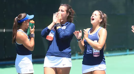 Ana Paula Melilo, Valentina Mariotto and Florencia Rossi cheer on their teammates at the tennis courts.