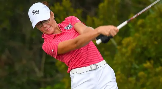 Sara McKevitt follows through on her swing with a driver