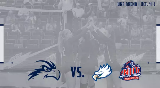 VB preview graphic for UNF's matches vs. FGCU and NJIT
