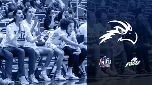 North Florida celebrates on the graphic previewing the FGCU and NJIT games. Features all three teams logos.