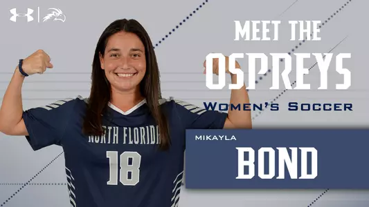 Meet the Osprey graphic with head shot of Mikayla Bond with with text on gray background