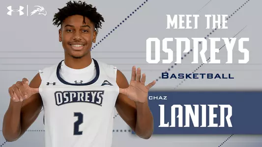 Meet the Osprey graphic with head shot of Chaz Lanier with with text on gray background