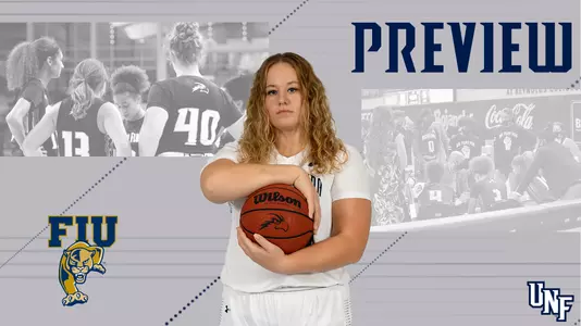 Women's basketball preview with FIU logo an Emma Broermann featured