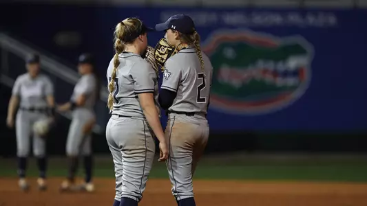Rebecca Koskey and Kayla McGory meet during the game against Florida.