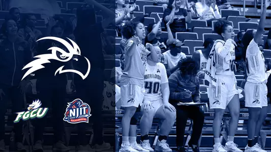 Osprey head and the FGCU and NJIT logos highlight the preview graphic for WBB.