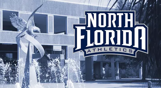 Graphic featuring Osprey fountain in front of UNF Arena and the UNF Athletics logo