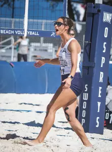 Marisa Rogers celebrates a point.