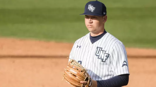 Justin Parrish looks on before a pitch.