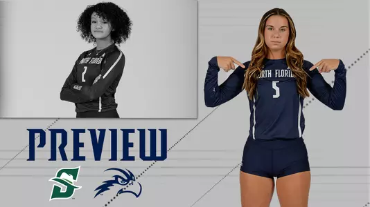 volleyball game preview featuring Kailey McKnight and Julianna Askew looking fierce