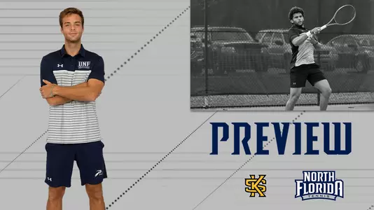 men's tennis vs. Kennesaw State preview graphic over a gray background