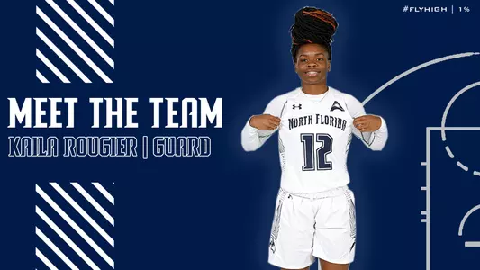 KAILA ROUGIER meet the team monday graphic with a posed shot of her over a blue background