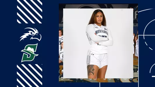 WBB Stetson preview graphic with a picture of Tatiana Thompson