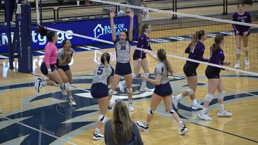 UNF Volleyball team celebration vs. Lipscomb