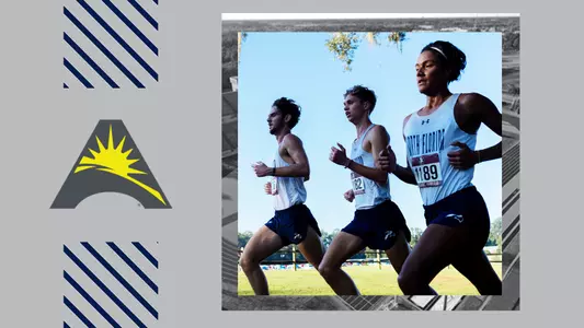 ASUN preview graphic with Thomas Weiler, Aidan Arnold, and Onix Ortiz running at FSU Pre-Nationals meet in Tallahassee
